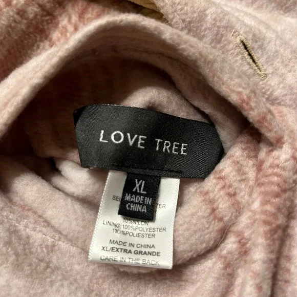 Love Tree Women's Tan Corduroy Pink Flannel Reversible Shacket Pockets XL - Picture 6 of 7